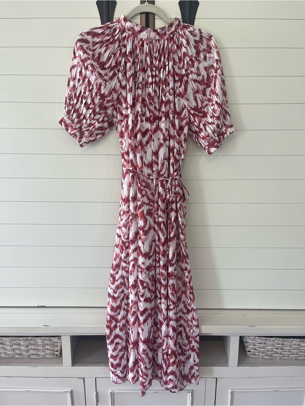 Maggy London Red and White Patterned Maxi Dress Size 2 Spring Summer Patriotic